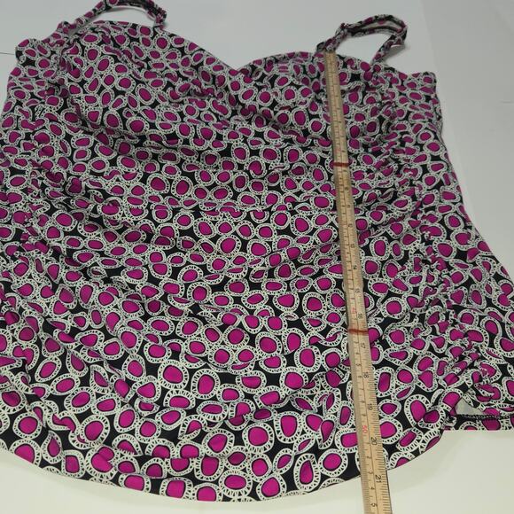 A&H Sportswear Womens 26W Tankini Top Plus Size Swimsuit Pink Black Polka Dots - Picture 11 of 16